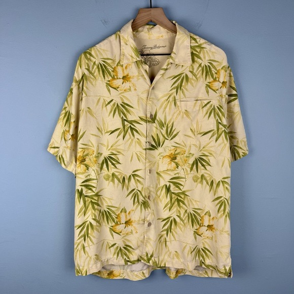 Tommy Bahama Mens Button Up‎ Hawaiian Camp Silk Floral Tropical Shirt Size Large - Picture 1 of 6